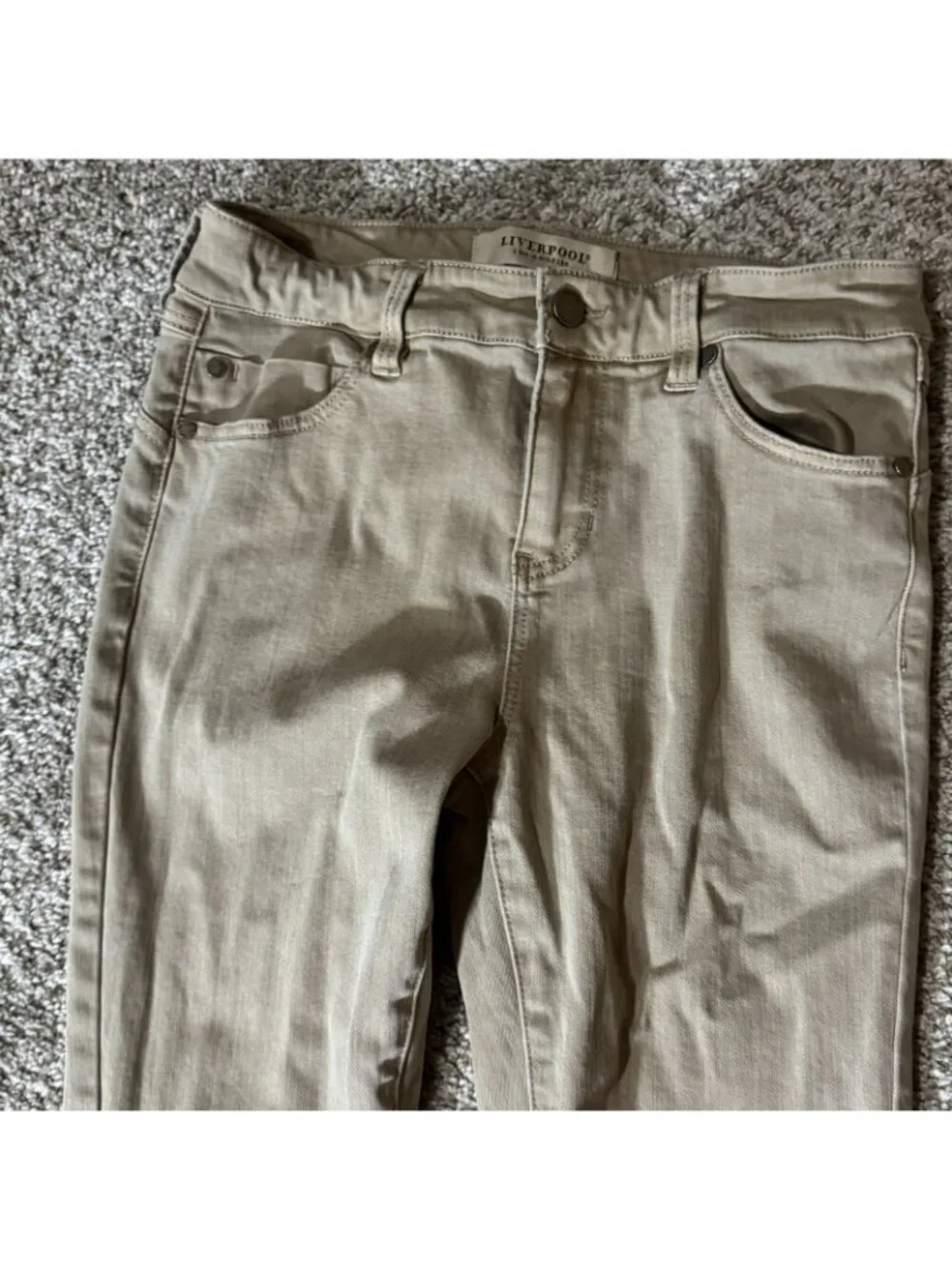 Liverpool Los Angeles Pants Womens Petite 4/27 Tan Skinny Chinos Stretch